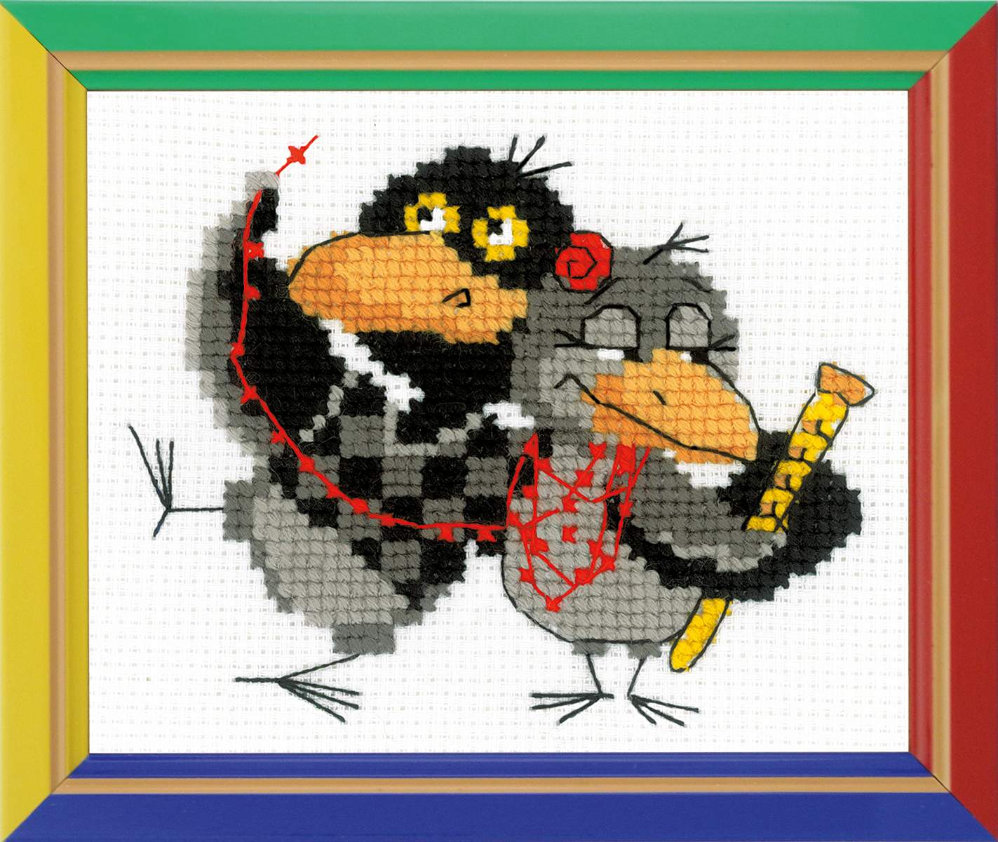 Cross stitch kit for beginners Two Ravens