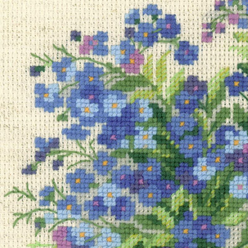 1496 Forget Me Nots Cross Stitch Kit with Aida - Image 2