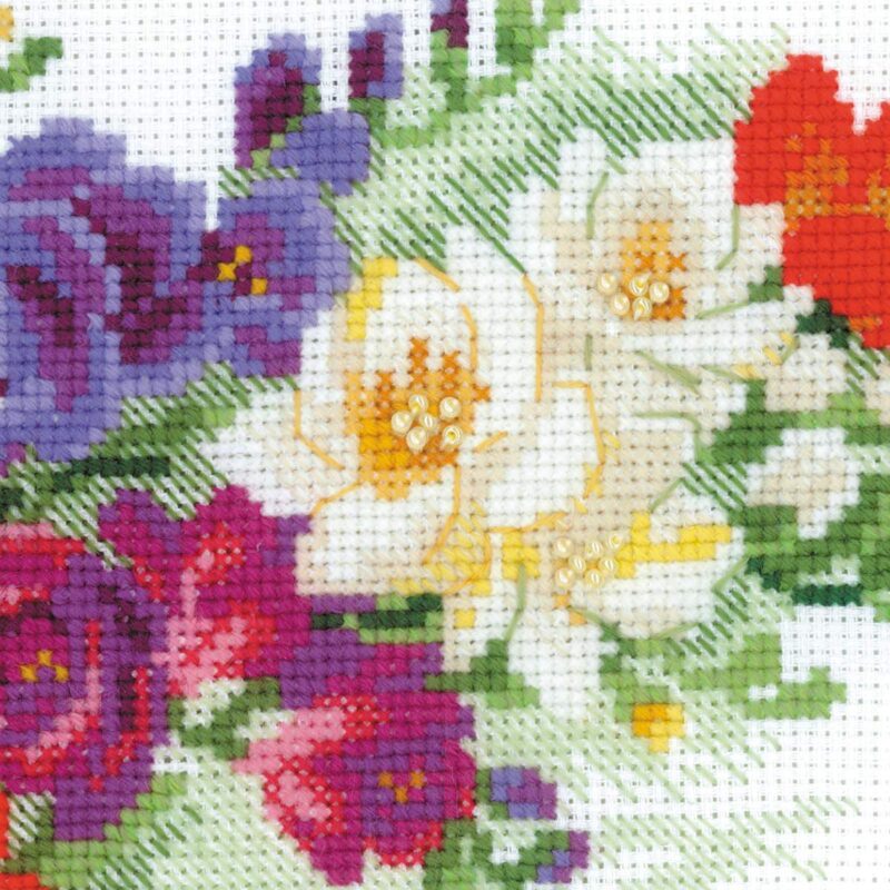 1561 Freesia Cross Stitch Kit with Aida fabric - Image 5