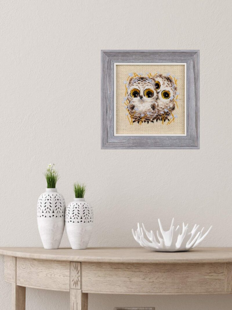 1755 Little Owls Cross Stitch Kit with Aida fabric - Image 5