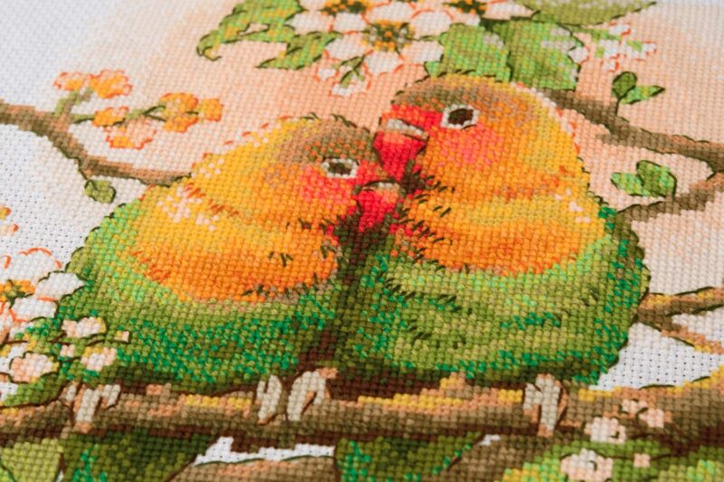 1780 Lovebirds Cross Stitch Kit with Aida fabric - Image 2