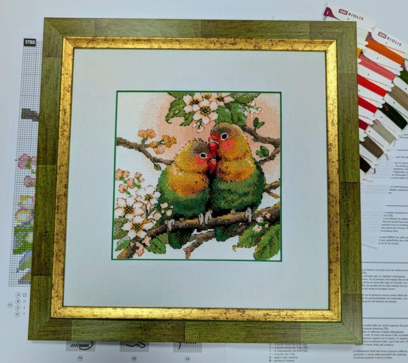 1780 Lovebirds Cross Stitch Kit with Aida fabric - Image 4