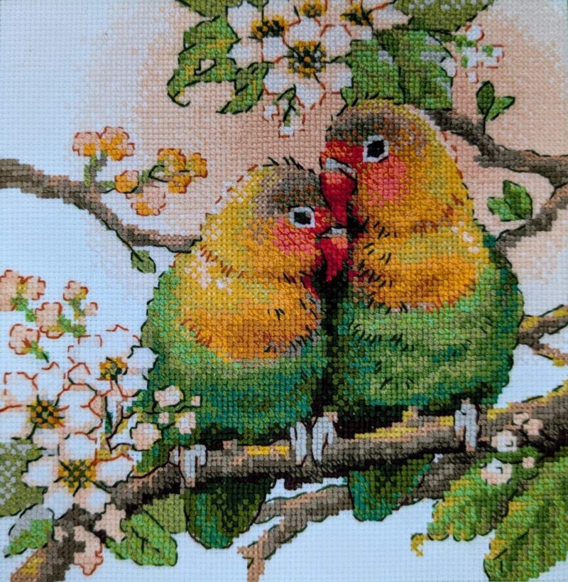 1780 Lovebirds Cross Stitch Kit with Aida fabric - Image 5
