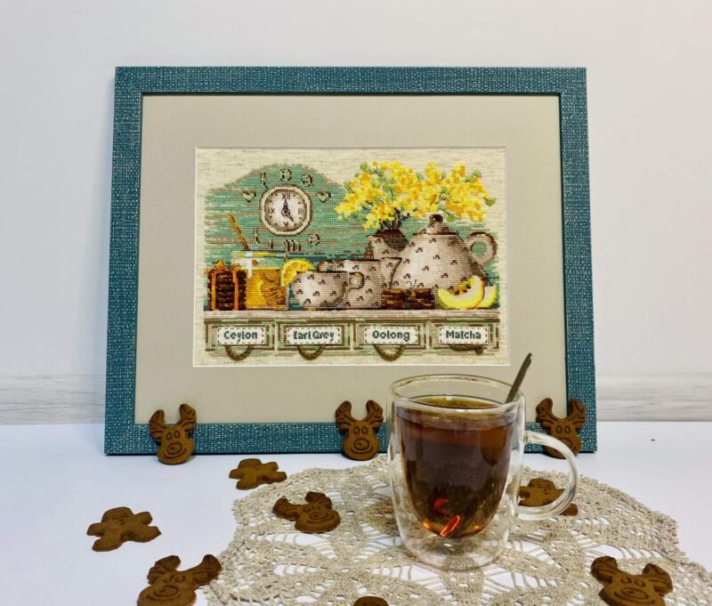 1873 Tea Time Cross Stitch Kit with Aida fabric - Image 4