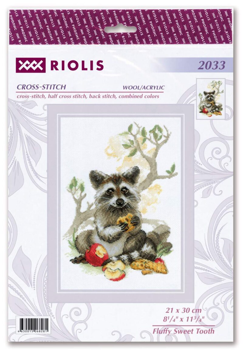 2033 Fluffy Sweet Tooth Cross Stitch Kit with Aida - Image 2