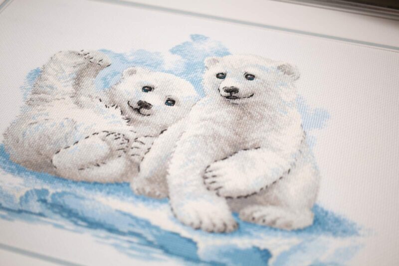 2043 Bear Cubs on Ice Cross Stitch Kit with Aida - Image 6
