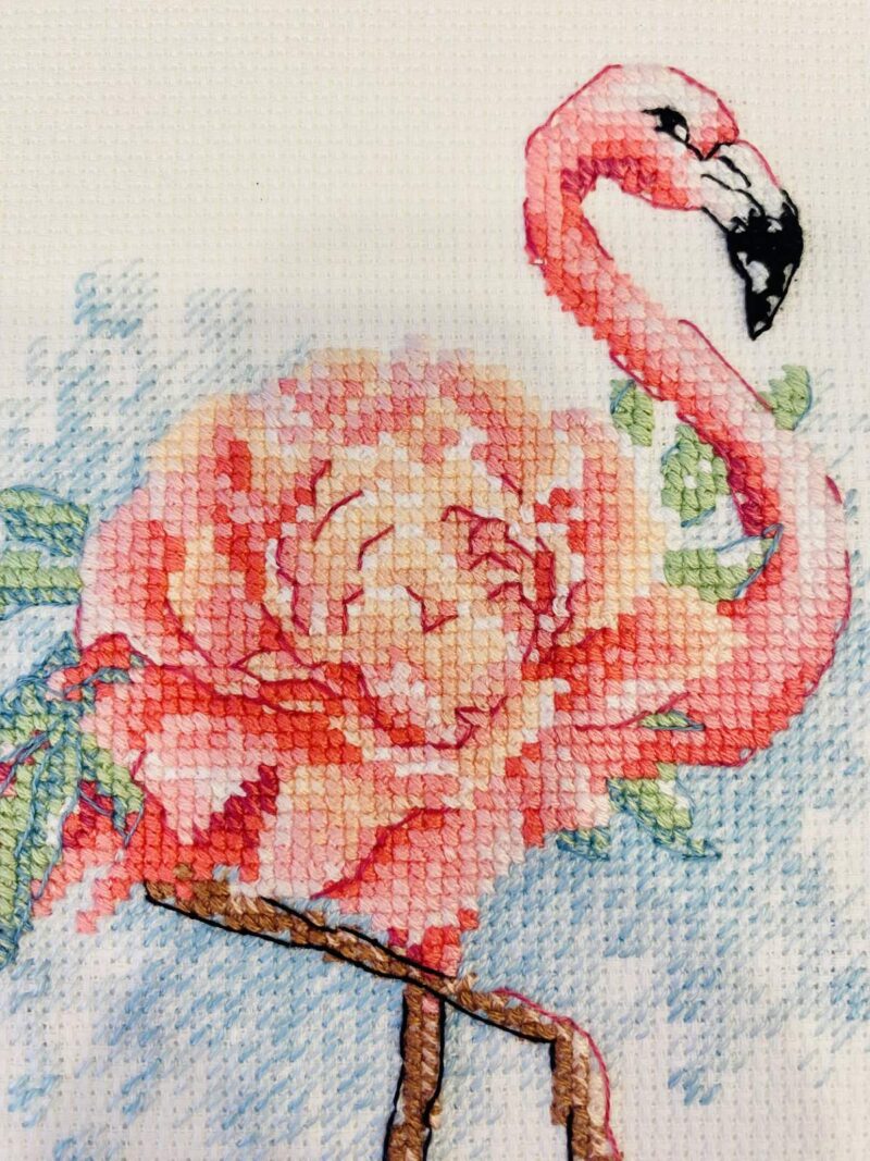 2117 Blooming Flamingo Cross Stitch Kit with Aida - Image 3