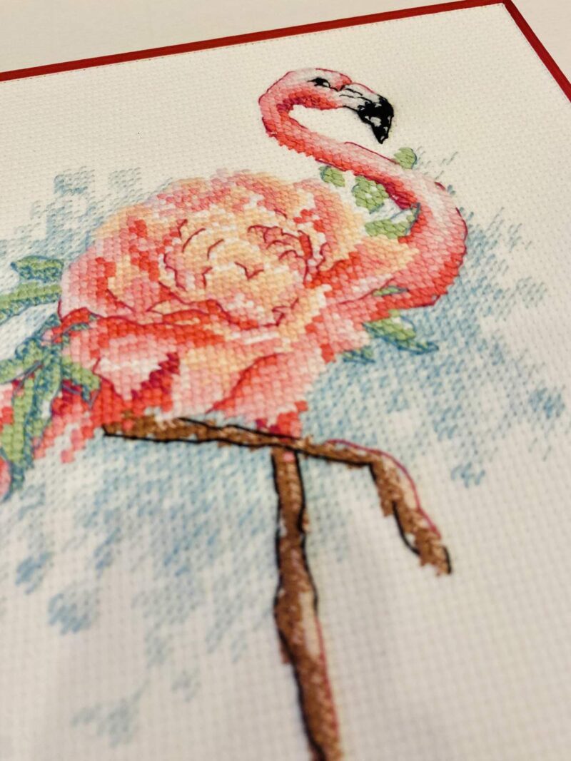 2117 Blooming Flamingo Cross Stitch Kit with Aida - Image 4
