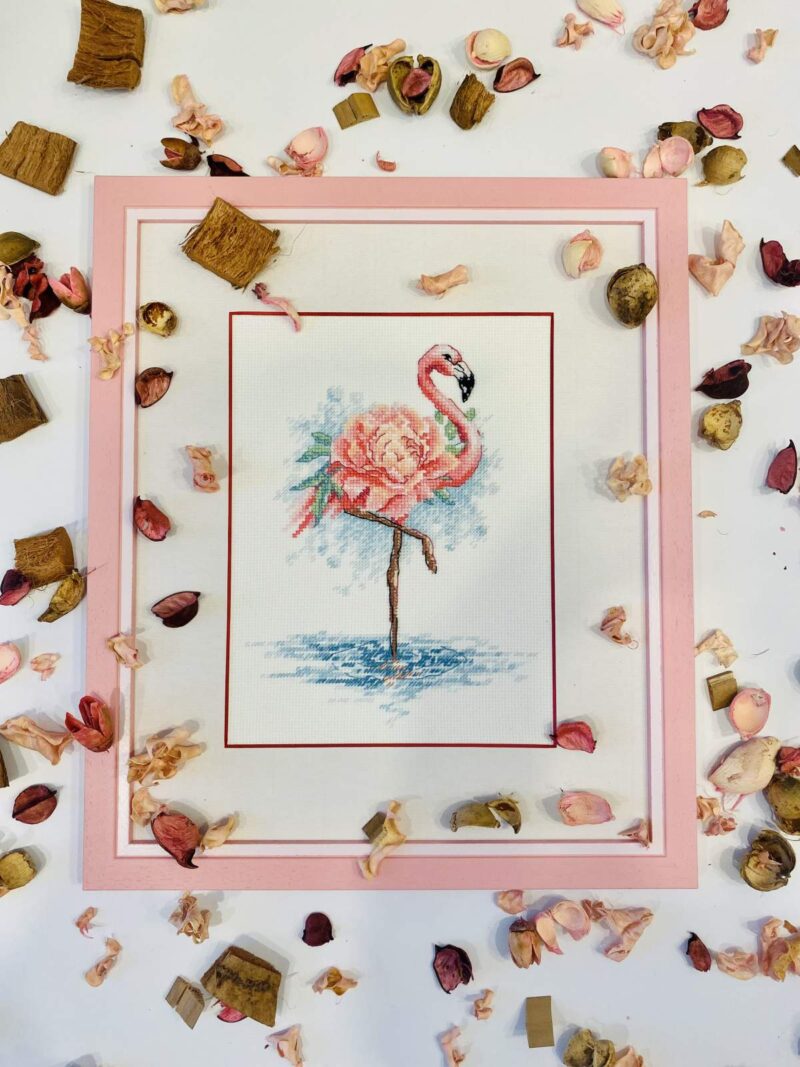 2117 Blooming Flamingo Cross Stitch Kit with Aida - Image 5