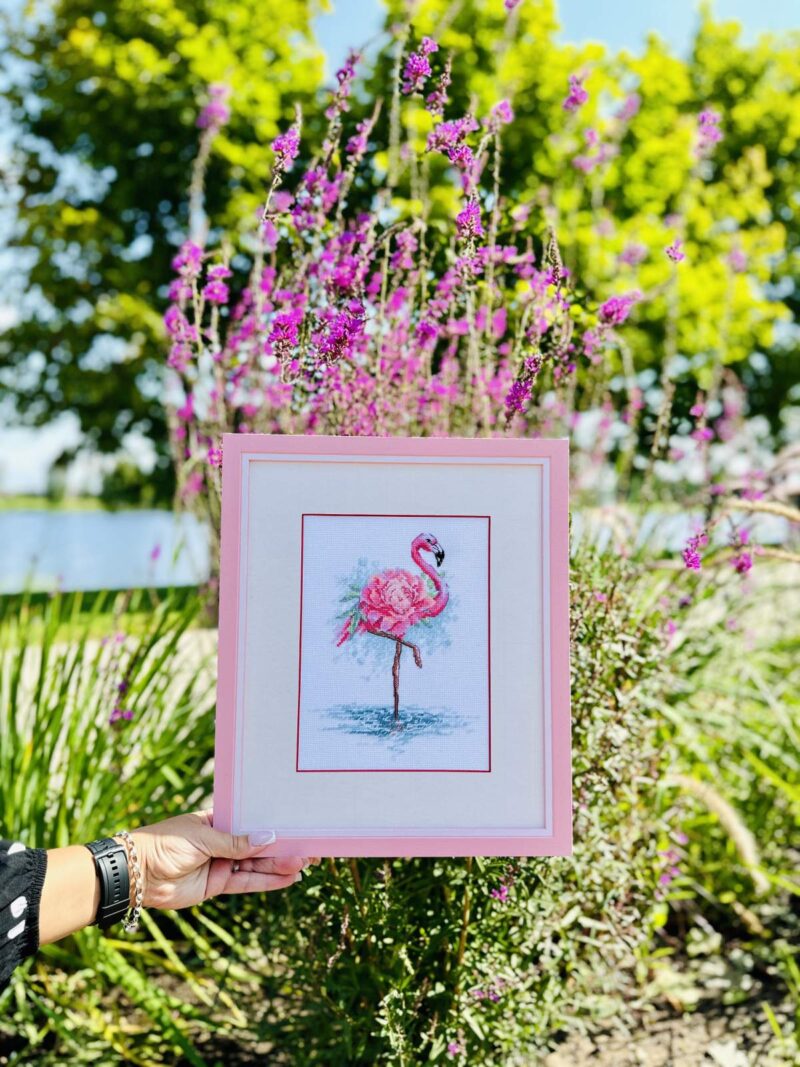 2117 Blooming Flamingo Cross Stitch Kit with Aida - Image 6