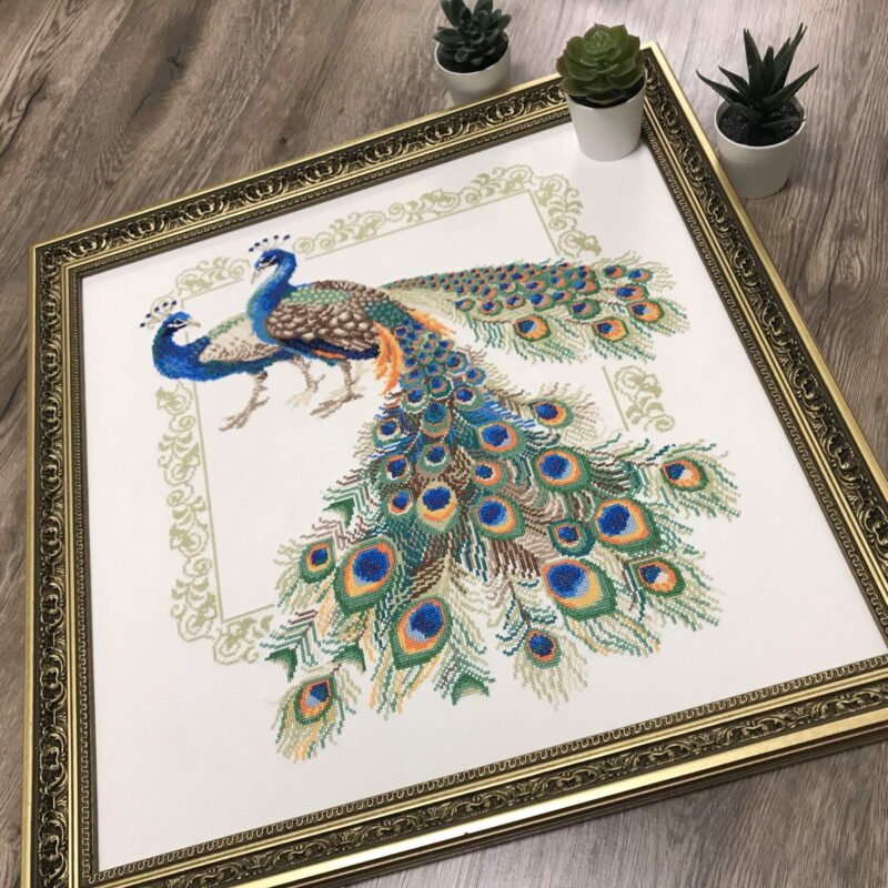 767 Peacocks Cross Stitch Kit with Aida fabric - Image 2