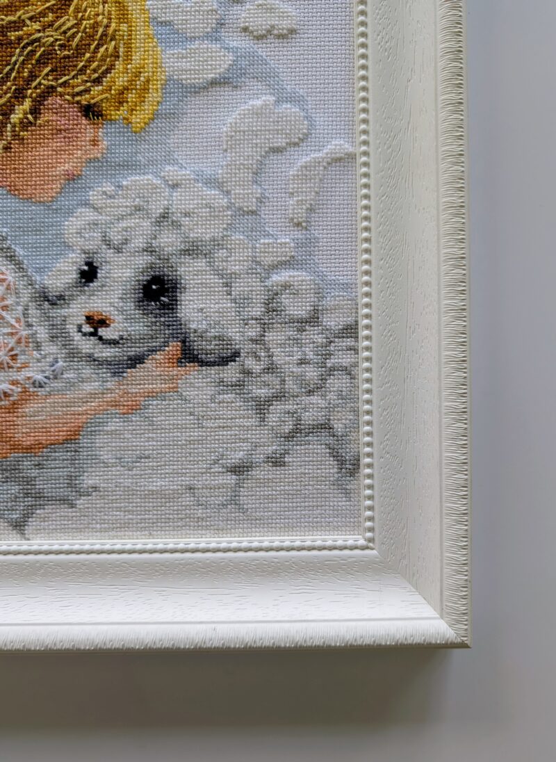 1360 Stitched and Framed Model Angel and Lamb - Image 2
