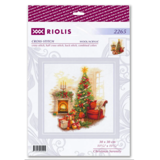 A cozy Christmas scene with a decorated tree, glowing fireplace, wrapped presents, and an armchair with a teddy bear.