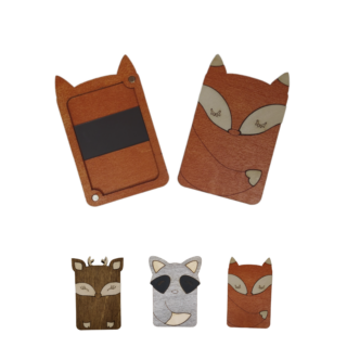 Wooden needle case shaped like a woodland animal with magnetic interior by Kind Fox.